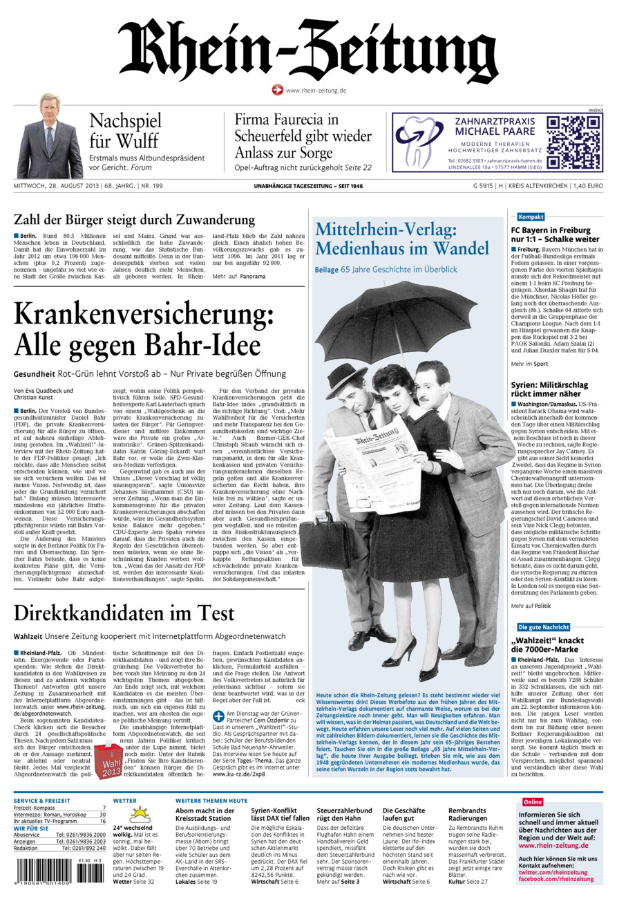 Rhein-Zeitung Kreis Altenkirchen vom Mittwoch, 28.08.2013