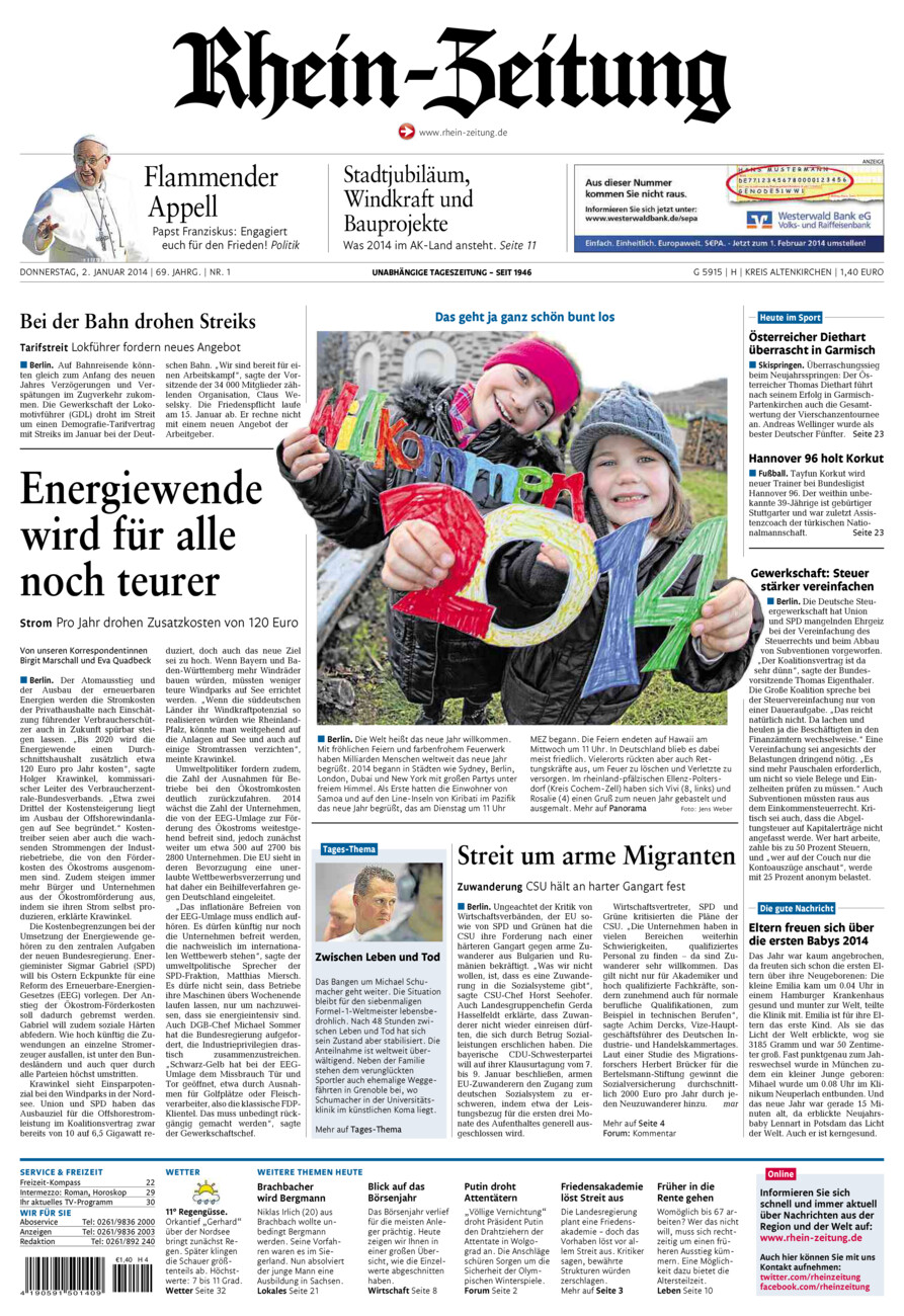 Rhein-Zeitung Kreis Altenkirchen vom Donnerstag, 02.01.2014