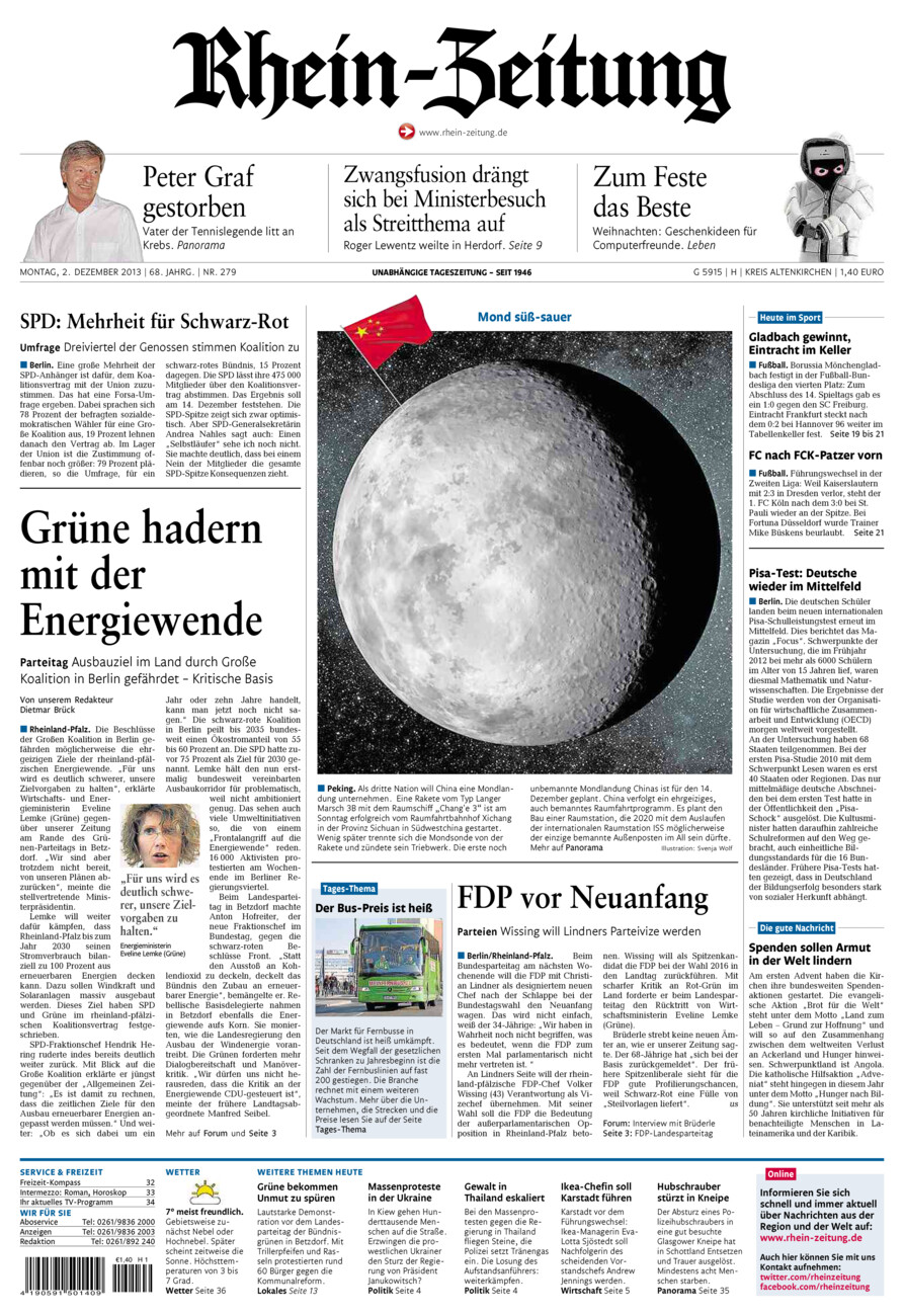 Rhein-Zeitung Kreis Altenkirchen vom Montag, 02.12.2013