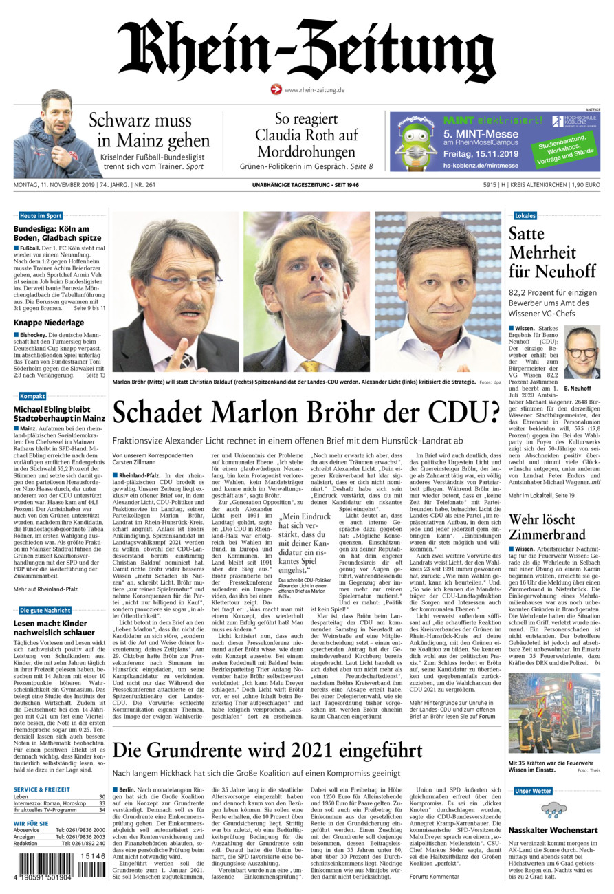 Rhein-Zeitung Kreis Altenkirchen vom Montag, 11.11.2019