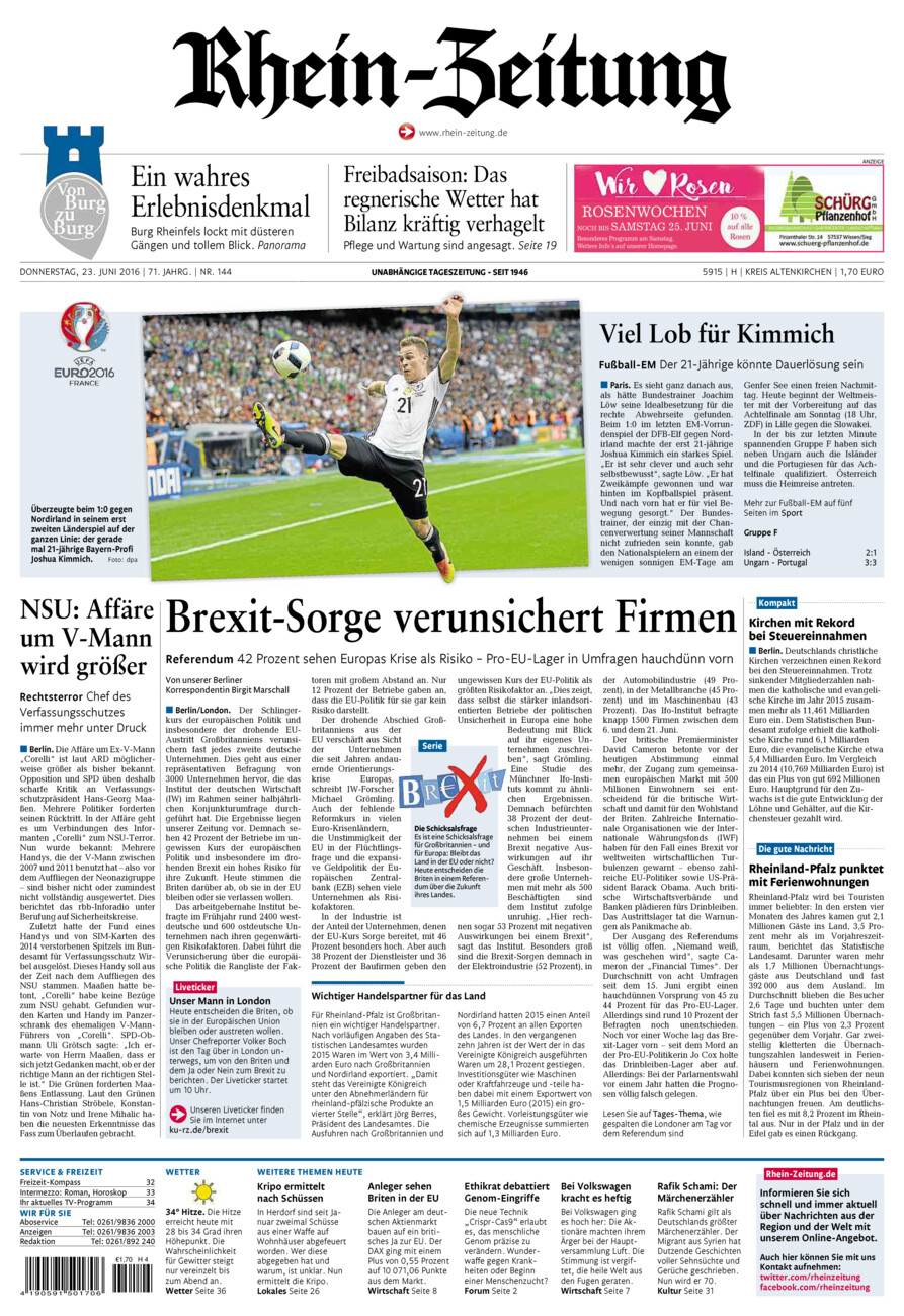 Rhein-Zeitung Kreis Altenkirchen vom Donnerstag, 23.06.2016