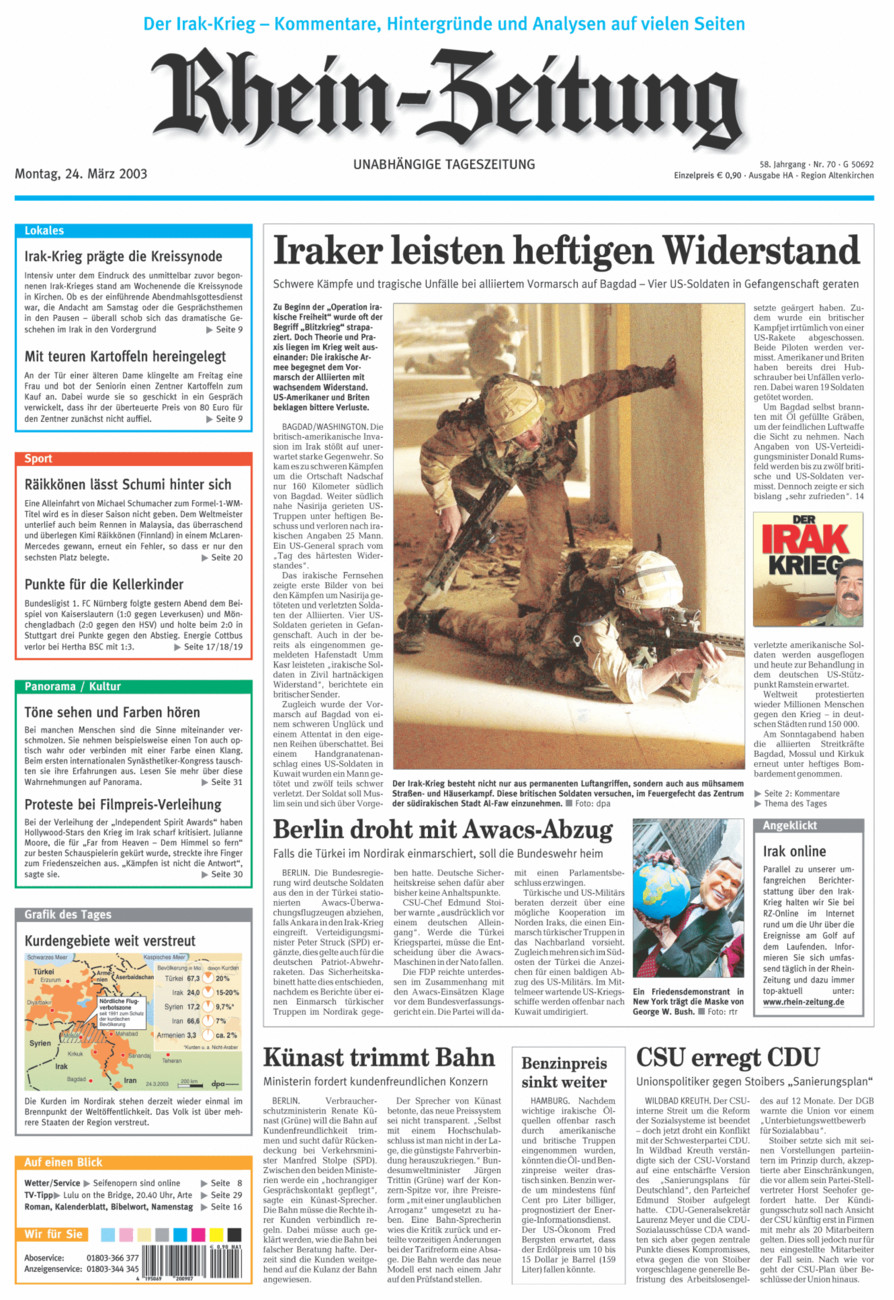 Rhein-Zeitung Kreis Altenkirchen vom Montag, 24.03.2003