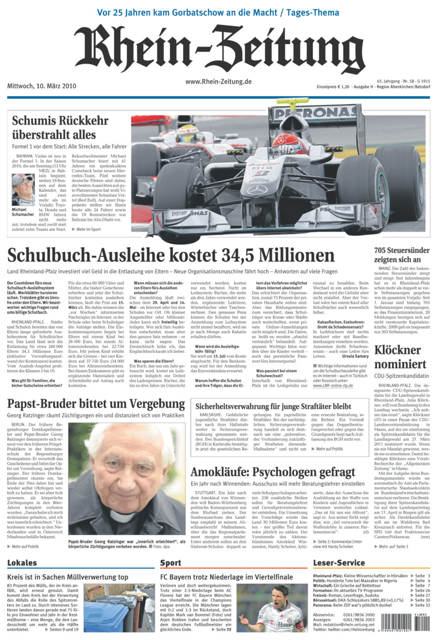 Rhein-Zeitung Kreis Altenkirchen vom Mittwoch, 10.03.2010