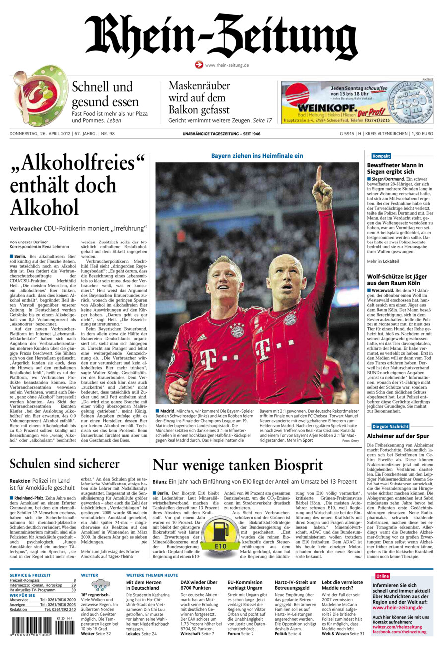 Rhein-Zeitung Kreis Altenkirchen vom Donnerstag, 26.04.2012