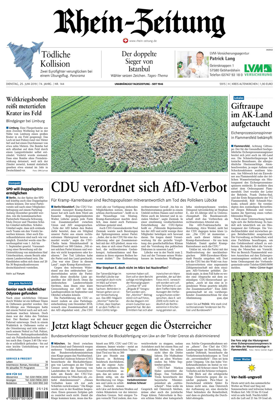 Rhein-Zeitung Kreis Altenkirchen vom Dienstag, 25.06.2019