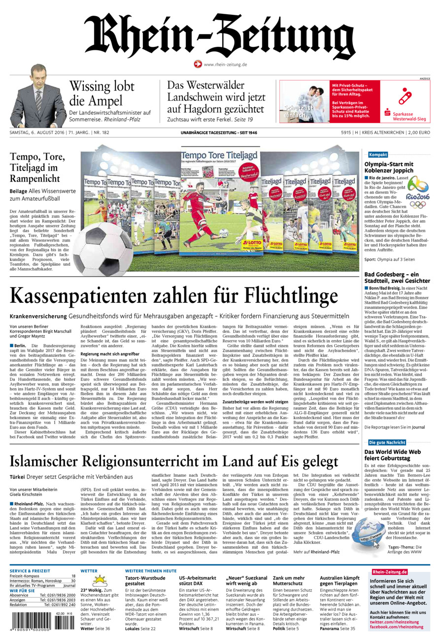 Rhein-Zeitung Kreis Altenkirchen vom Samstag, 06.08.2016