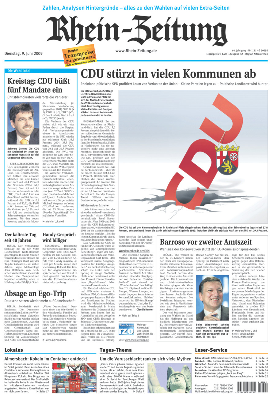 Rhein-Zeitung Kreis Altenkirchen vom Dienstag, 09.06.2009