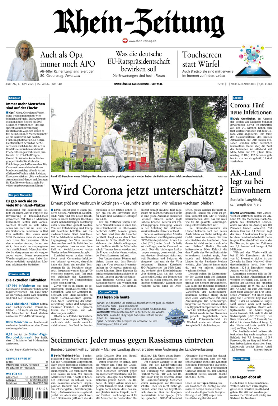 Rhein-Zeitung Kreis Altenkirchen vom Freitag, 19.06.2020