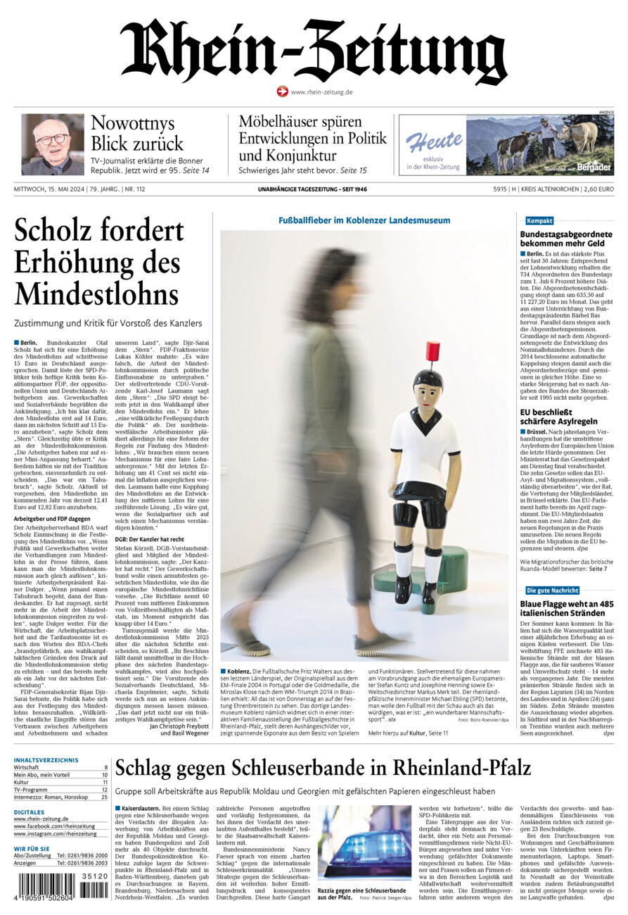 Rhein-Zeitung Kreis Altenkirchen vom Mittwoch, 15.05.2024