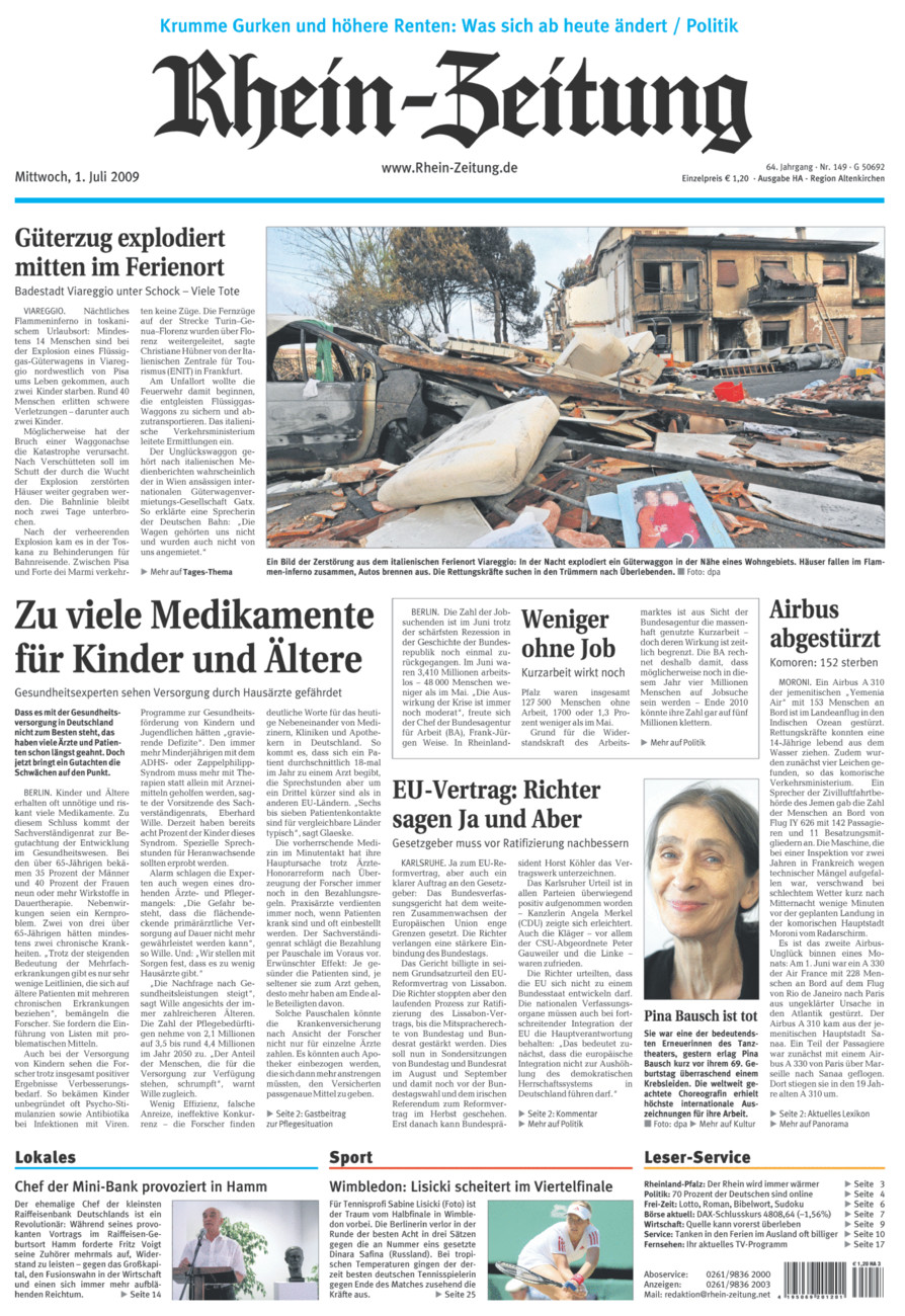 Rhein-Zeitung Kreis Altenkirchen vom Mittwoch, 01.07.2009
