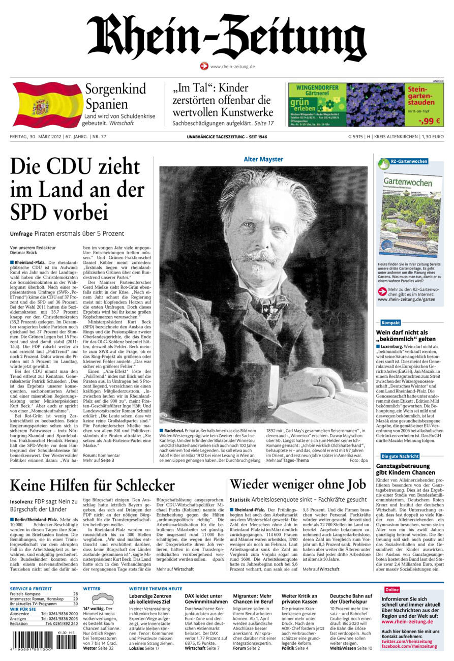 Rhein-Zeitung Kreis Altenkirchen vom Freitag, 30.03.2012