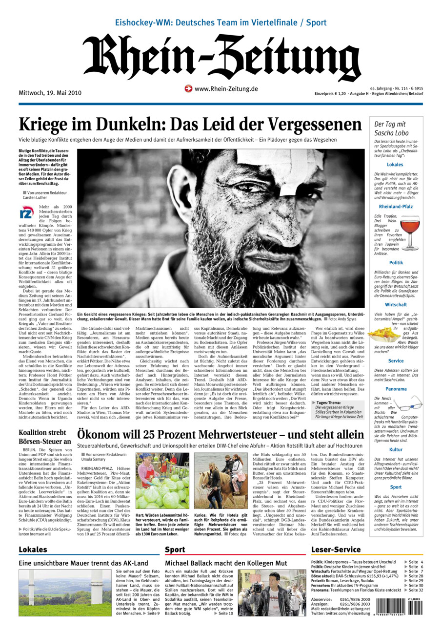 Rhein-Zeitung Kreis Altenkirchen vom Mittwoch, 19.05.2010