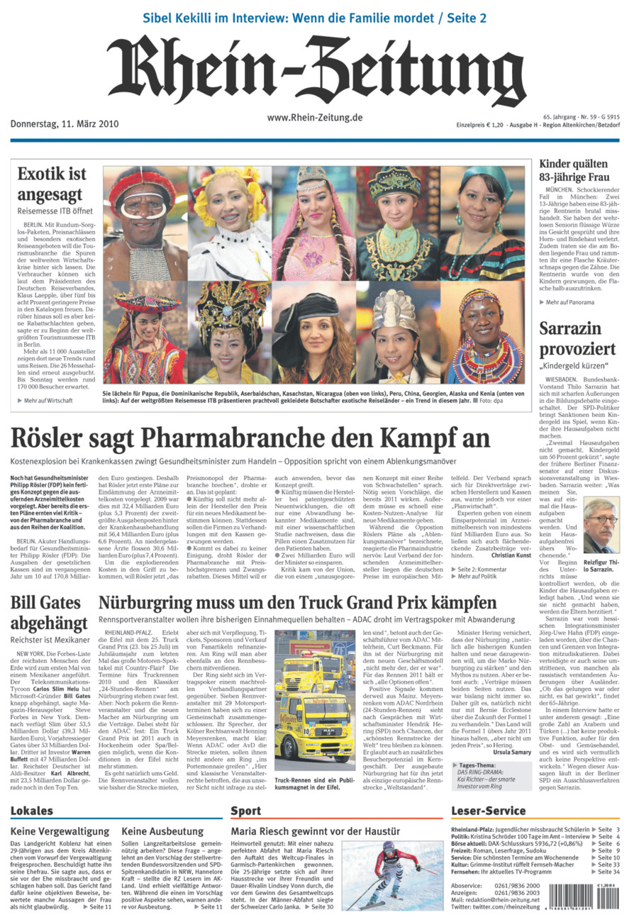 Rhein-Zeitung Kreis Altenkirchen vom Donnerstag, 11.03.2010