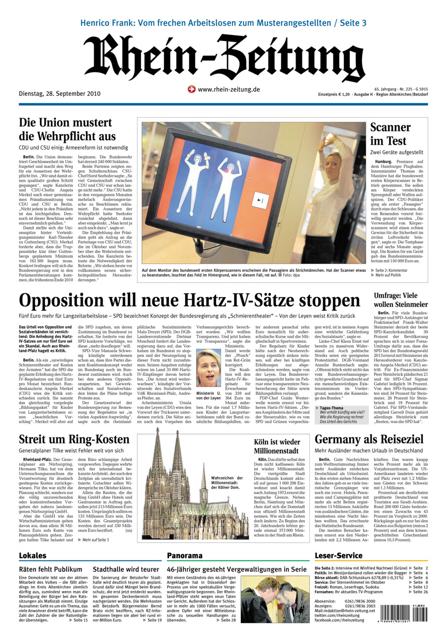 Rhein-Zeitung Kreis Altenkirchen vom Dienstag, 28.09.2010