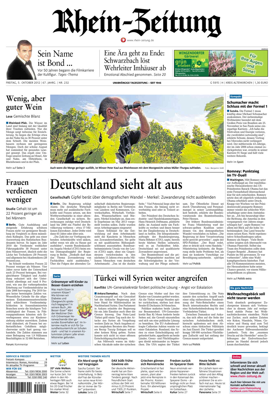 Rhein-Zeitung Kreis Altenkirchen vom Freitag, 05.10.2012