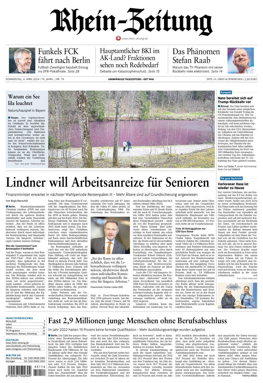 Rhein-Zeitung Kreis Altenkirchen vom Donnerstag, 04.04.2024