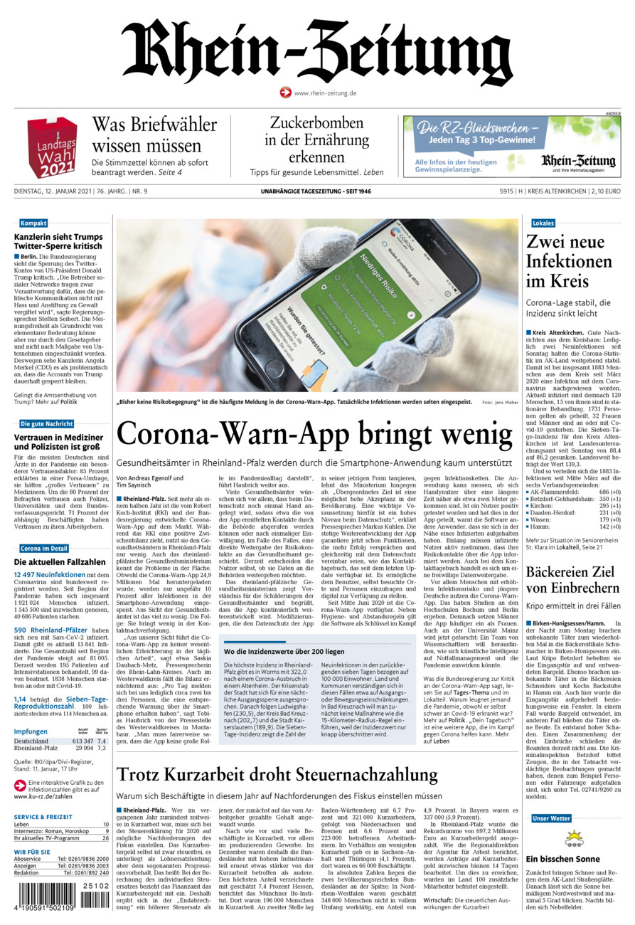 Rhein-Zeitung Kreis Altenkirchen vom Dienstag, 12.01.2021