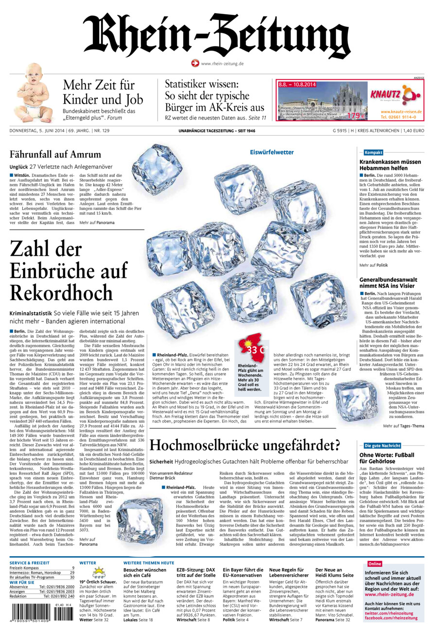 Rhein-Zeitung Kreis Altenkirchen vom Donnerstag, 05.06.2014