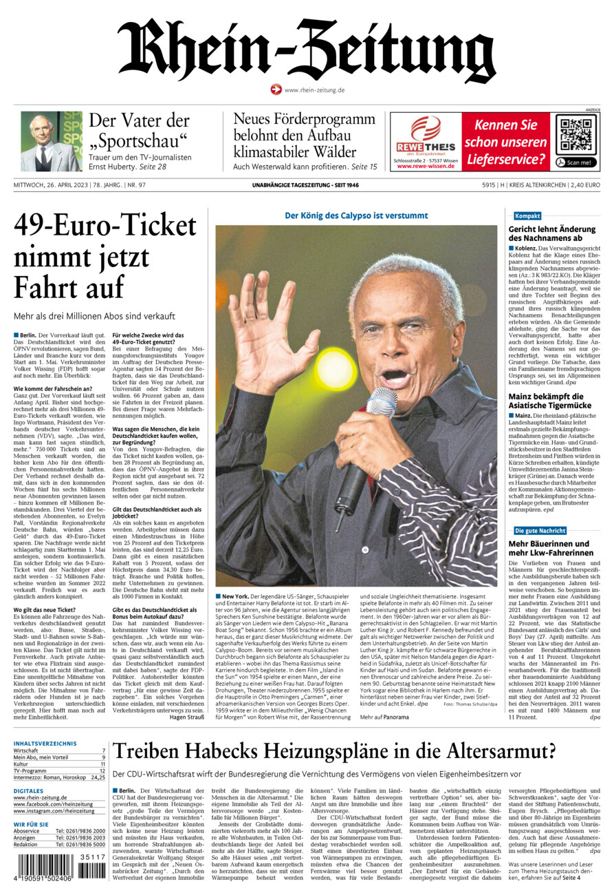 Rhein-Zeitung Kreis Altenkirchen vom Mittwoch, 26.04.2023