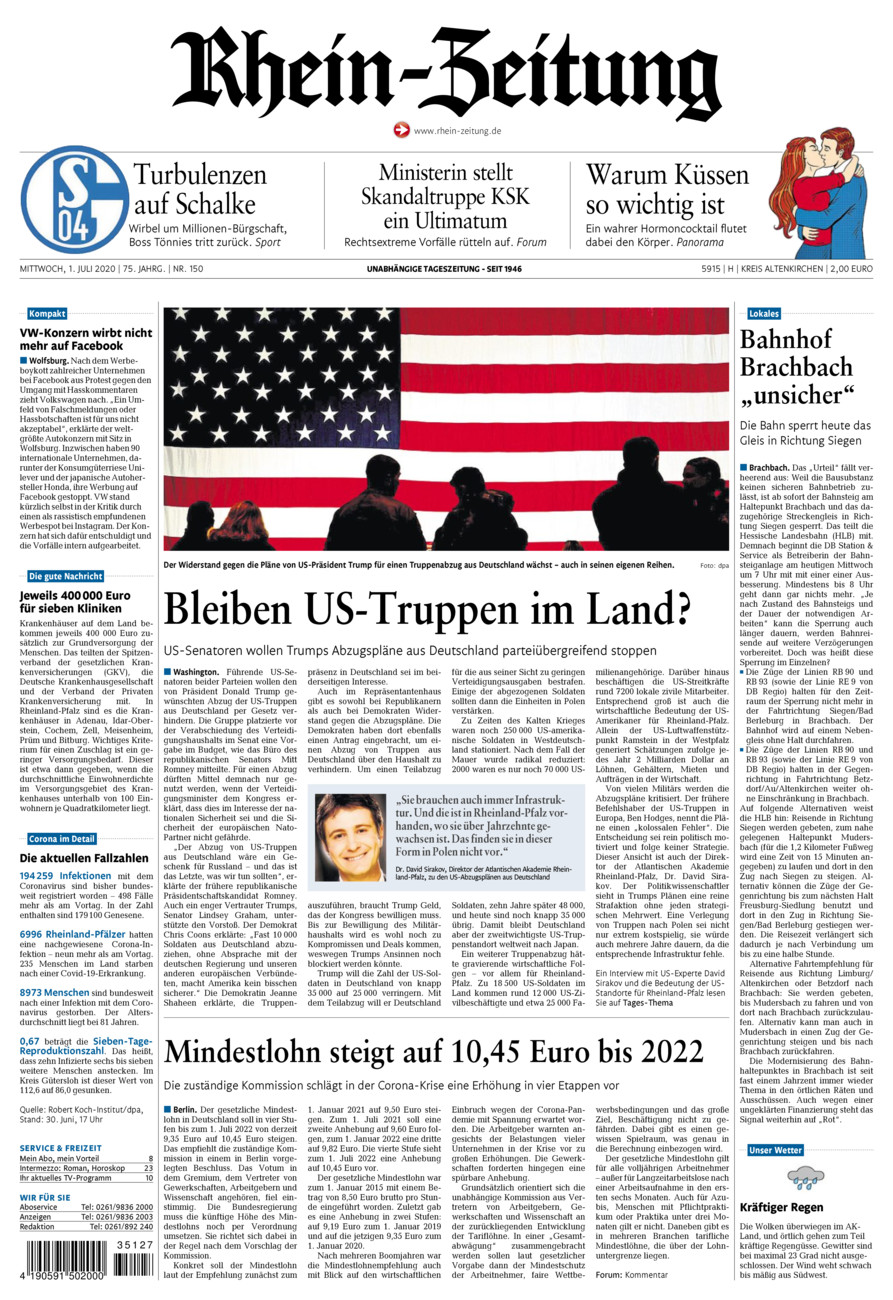 Rhein-Zeitung Kreis Altenkirchen vom Mittwoch, 01.07.2020