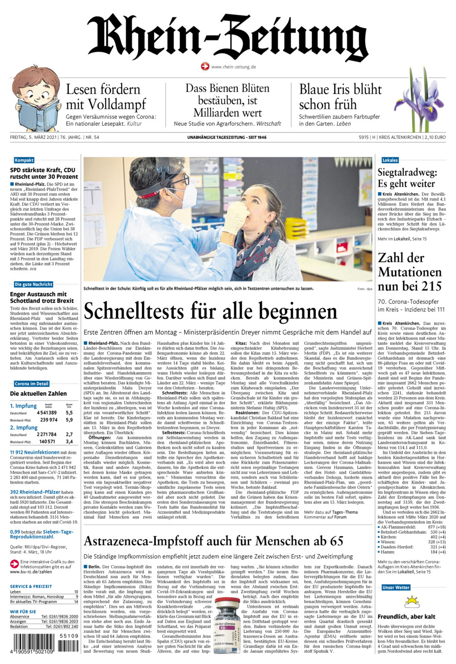 Rhein-Zeitung Kreis Altenkirchen vom Freitag, 05.03.2021