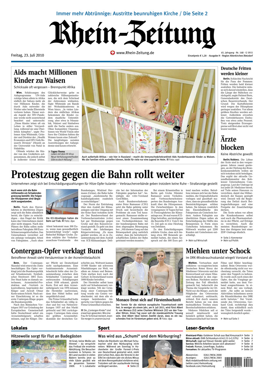Rhein-Zeitung Kreis Altenkirchen vom Freitag, 23.07.2010