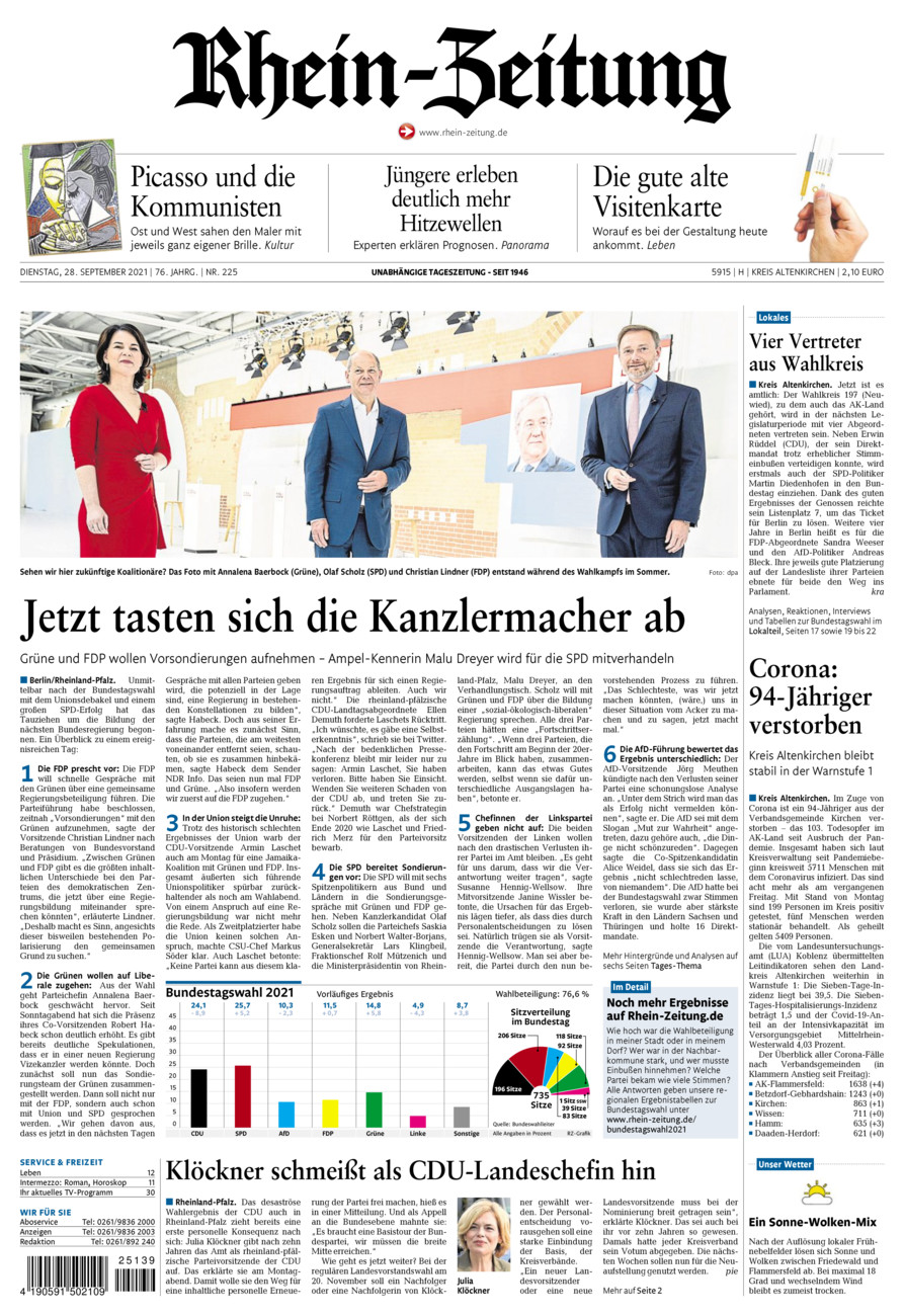 Rhein-Zeitung Kreis Altenkirchen vom Dienstag, 28.09.2021