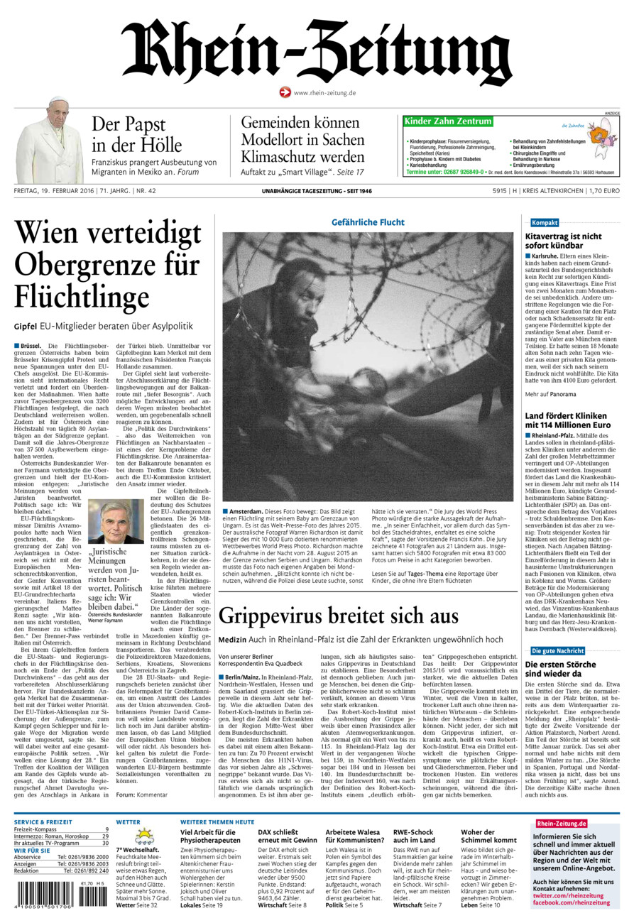 Rhein-Zeitung Kreis Altenkirchen vom Freitag, 19.02.2016