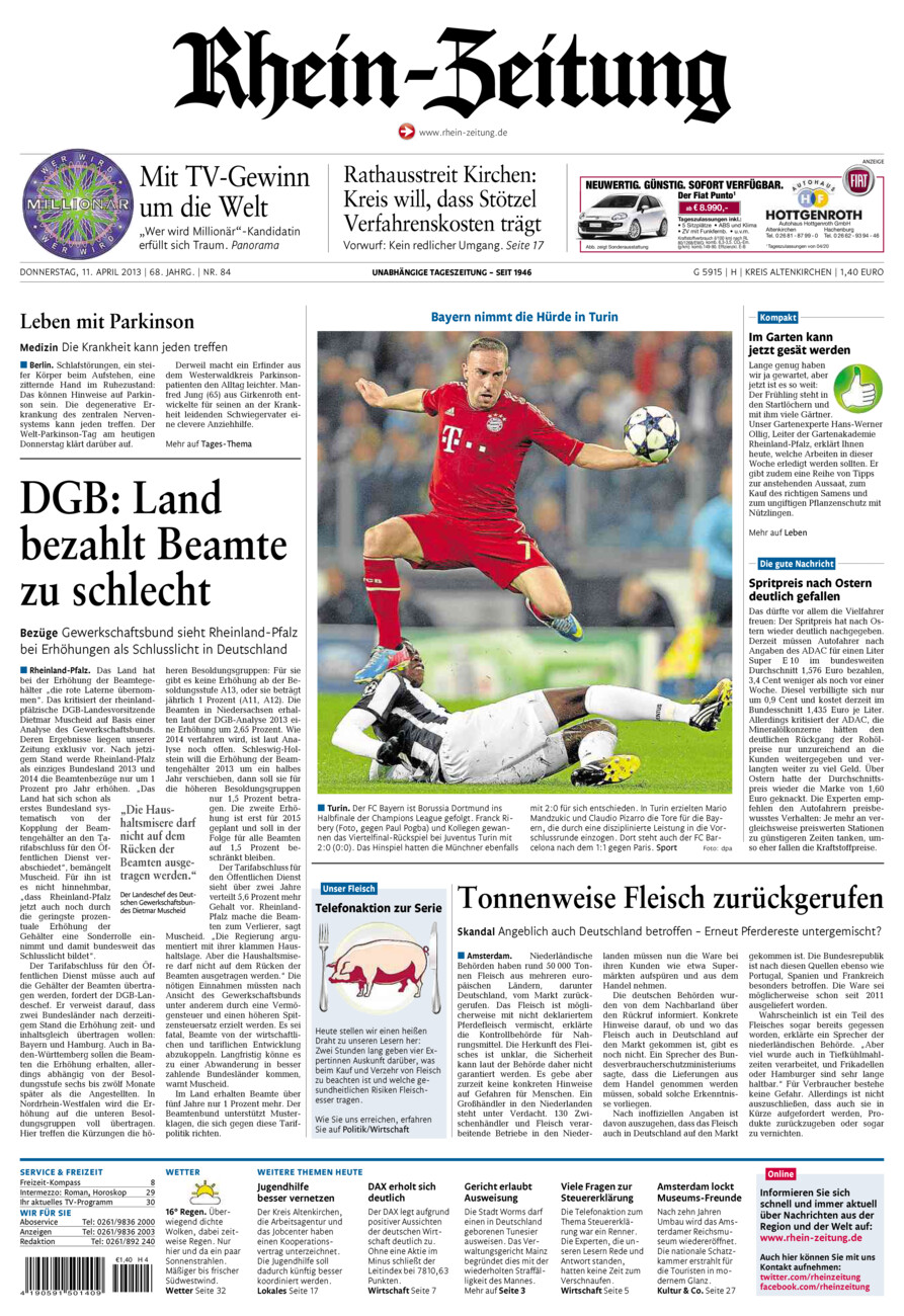 Rhein-Zeitung Kreis Altenkirchen vom Donnerstag, 11.04.2013