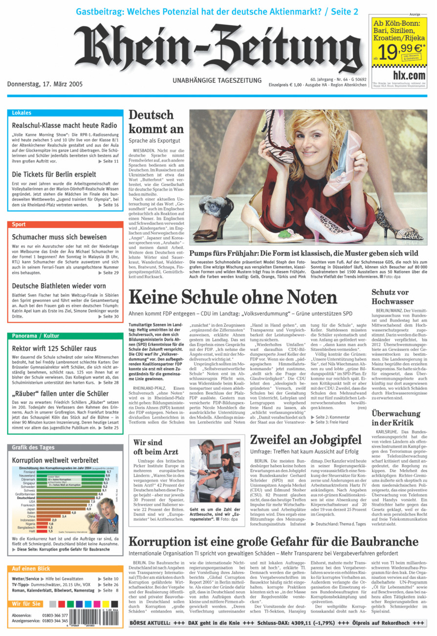 Rhein-Zeitung Kreis Altenkirchen vom Donnerstag, 17.03.2005