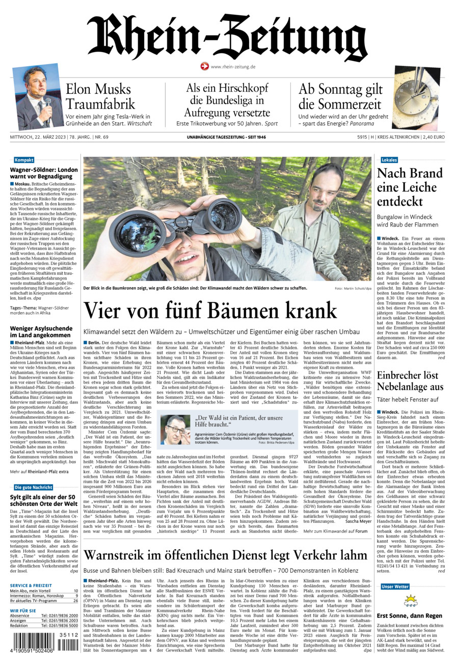 Rhein-Zeitung Kreis Altenkirchen vom Mittwoch, 22.03.2023