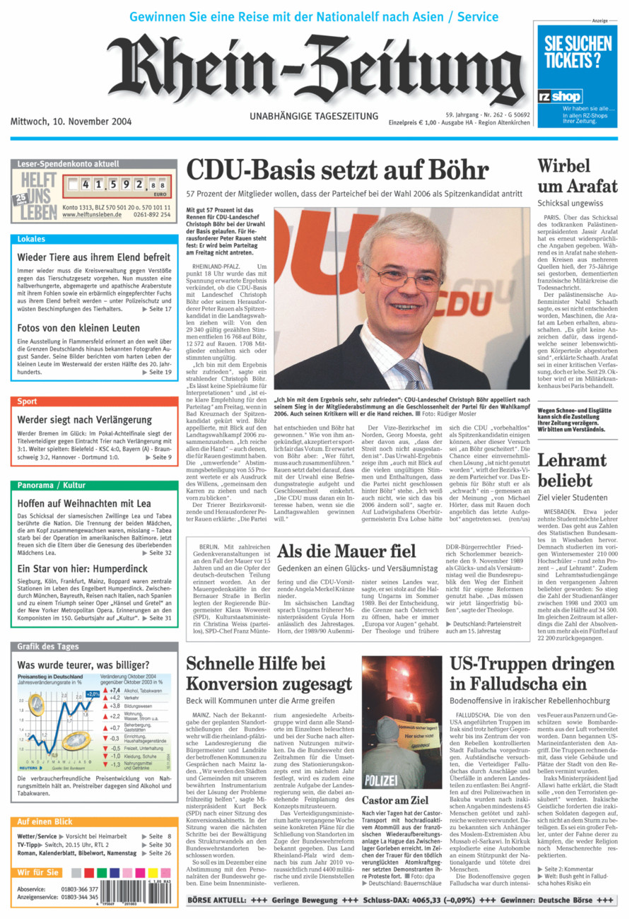 Rhein-Zeitung Kreis Altenkirchen vom Mittwoch, 10.11.2004