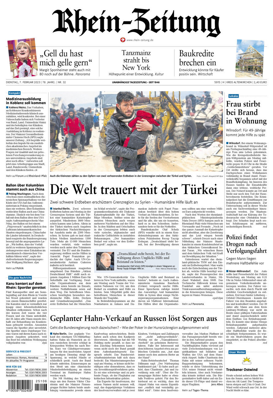 Rhein-Zeitung Kreis Altenkirchen vom Dienstag, 07.02.2023