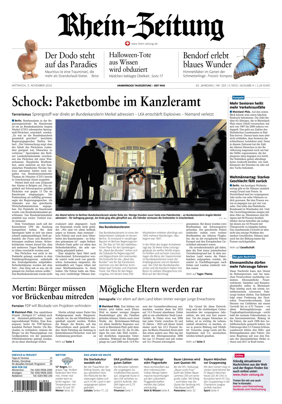 Rhein-Zeitung Kreis Altenkirchen vom Mittwoch, 03.11.2010