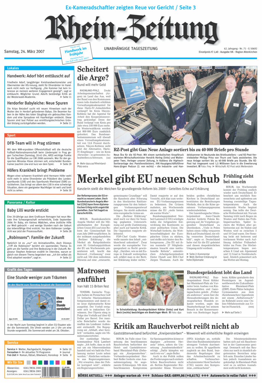 Rhein-Zeitung Kreis Altenkirchen vom Samstag, 24.03.2007