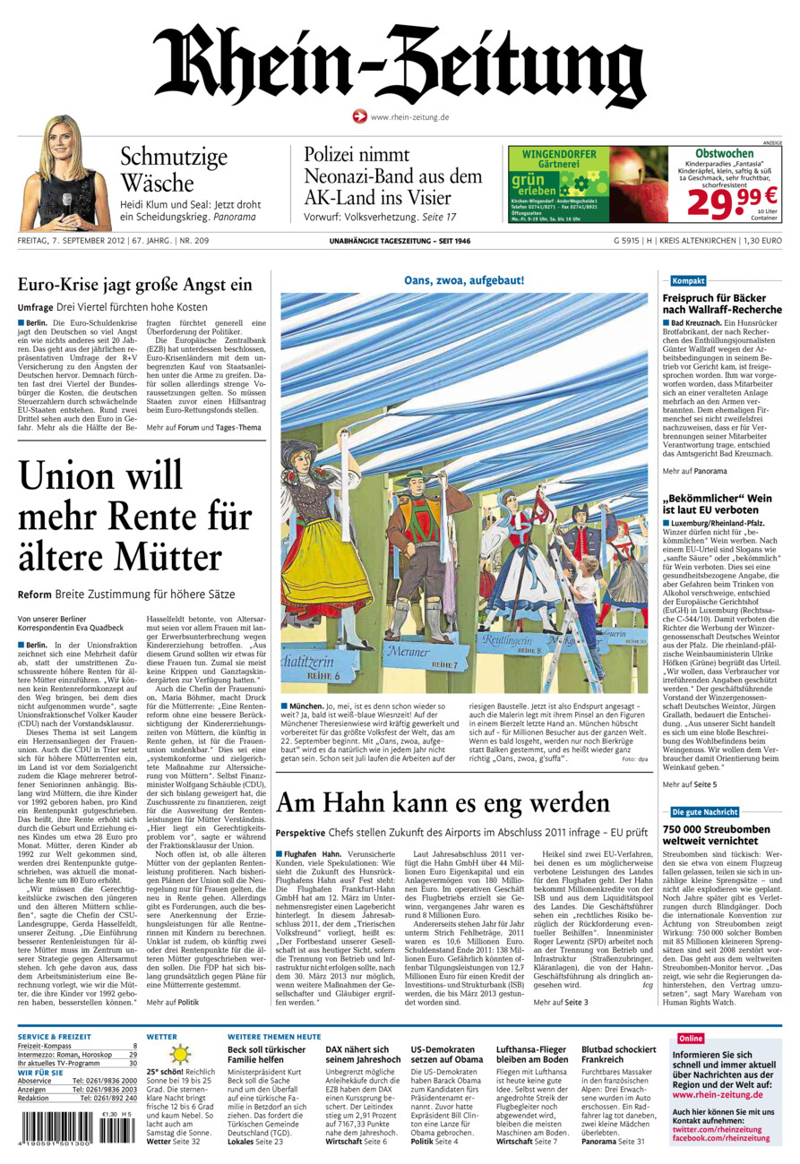 Rhein-Zeitung Kreis Altenkirchen vom Freitag, 07.09.2012