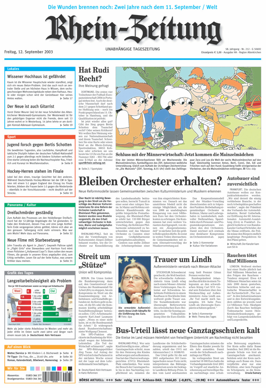 Rhein-Zeitung Kreis Altenkirchen vom Freitag, 12.09.2003