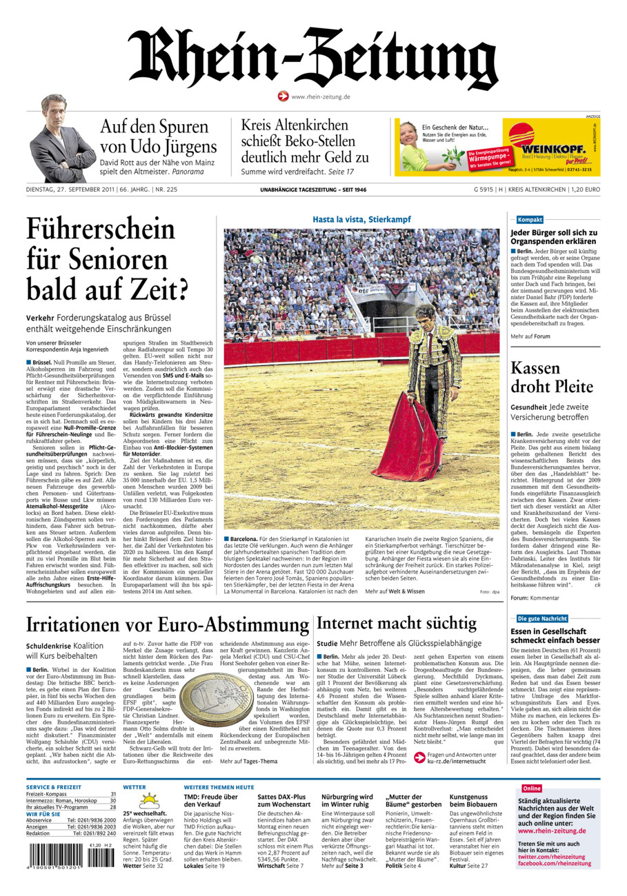 Rhein-Zeitung Kreis Altenkirchen vom Dienstag, 27.09.2011