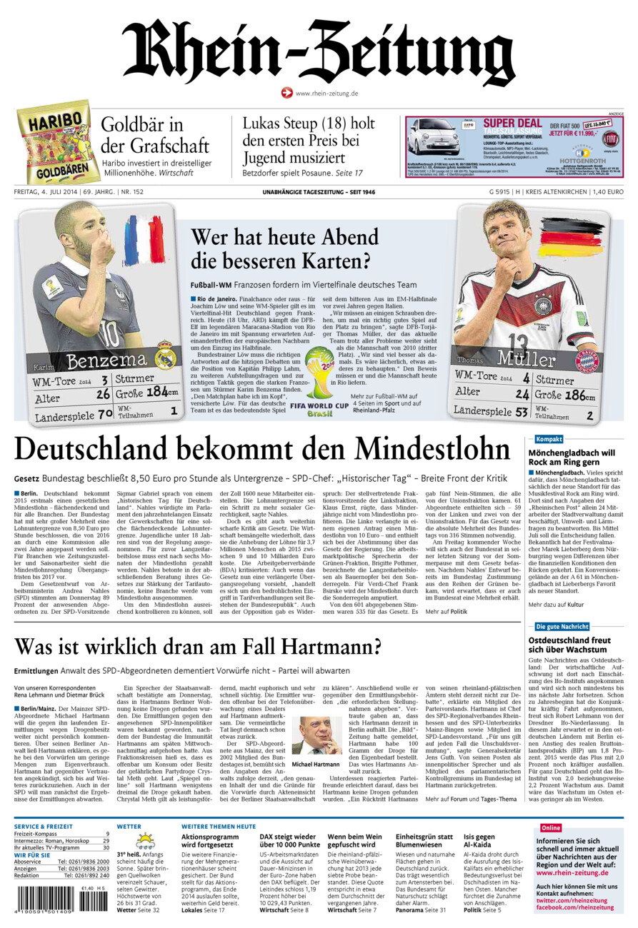 Rhein-Zeitung Kreis Altenkirchen vom Freitag, 04.07.2014