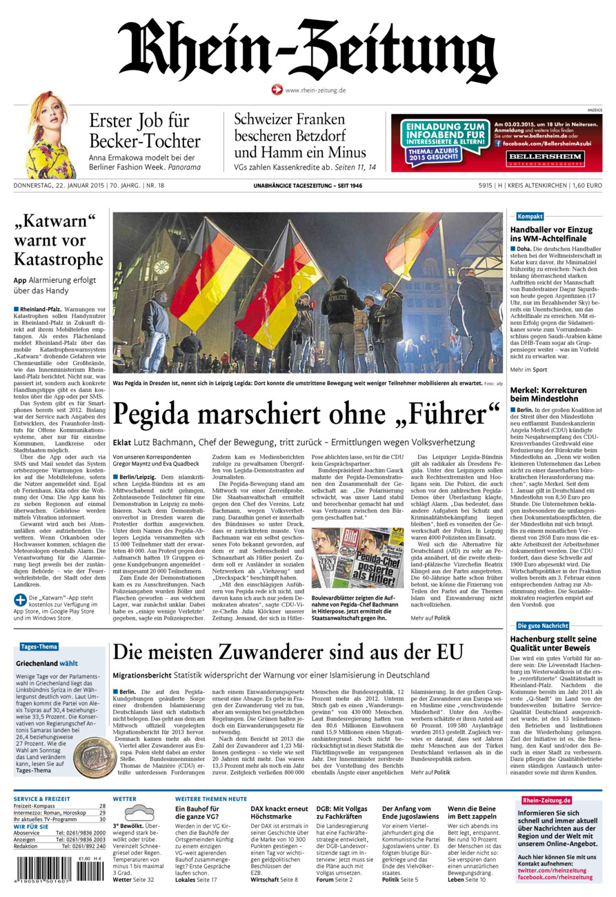 Rhein-Zeitung Kreis Altenkirchen vom Donnerstag, 22.01.2015