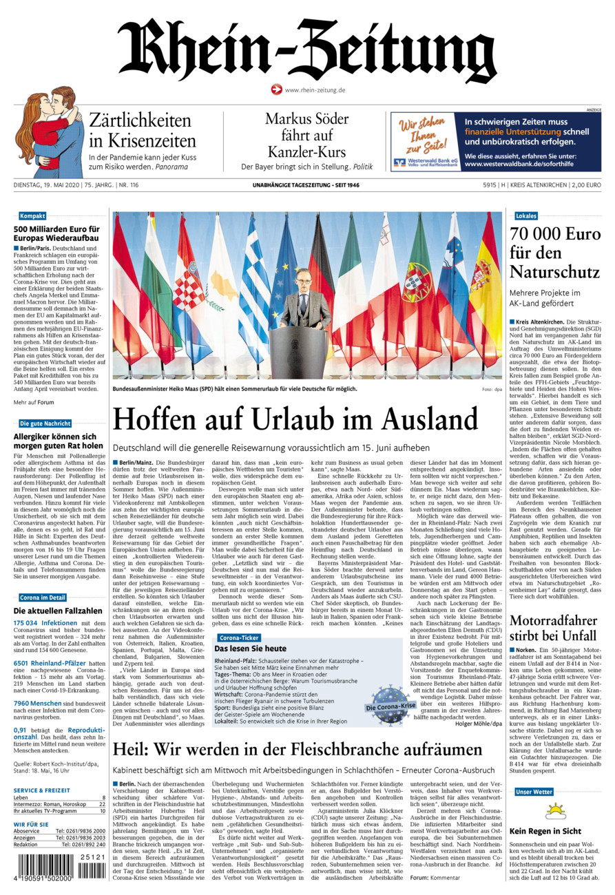 Rhein-Zeitung Kreis Altenkirchen vom Dienstag, 19.05.2020