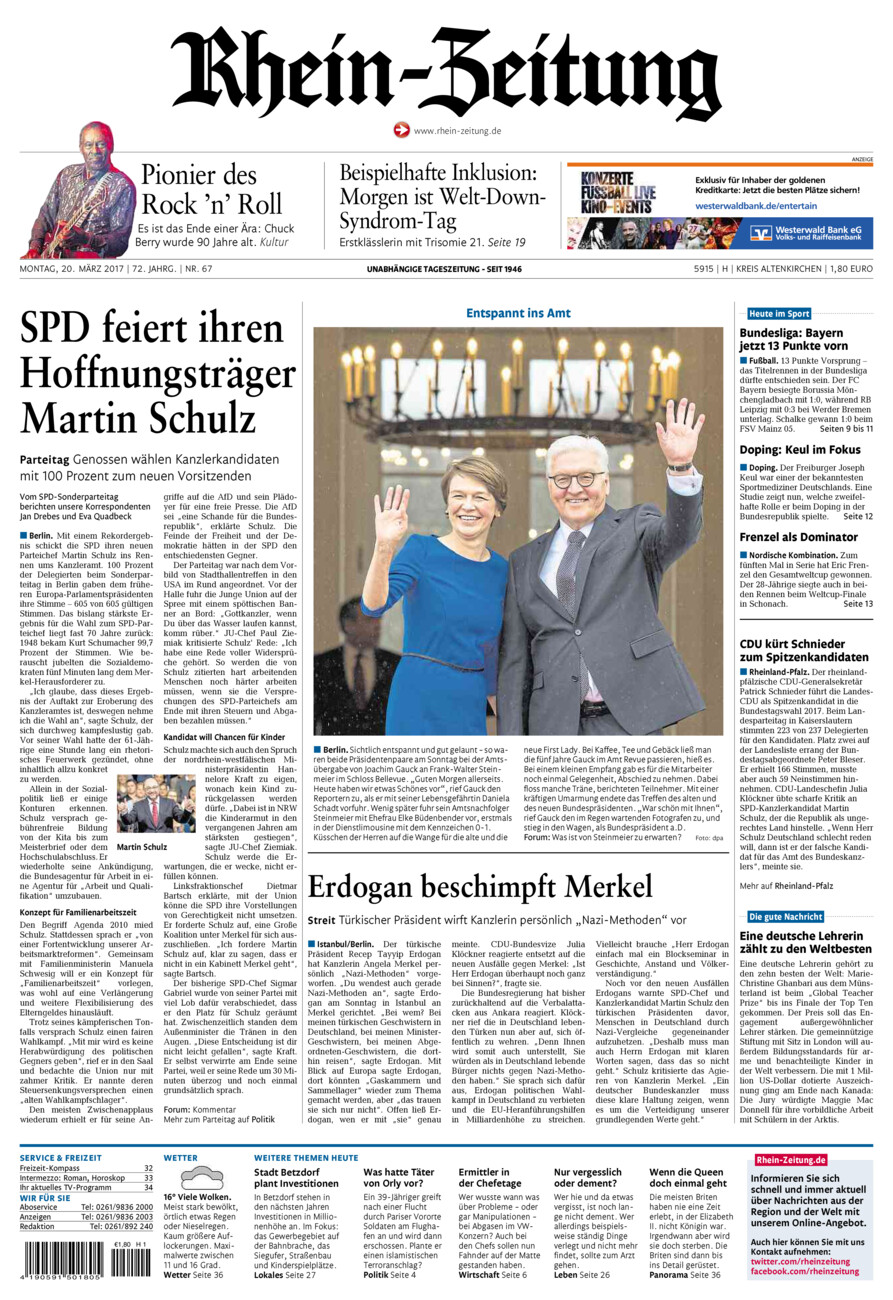 Rhein-Zeitung Kreis Altenkirchen vom Montag, 20.03.2017