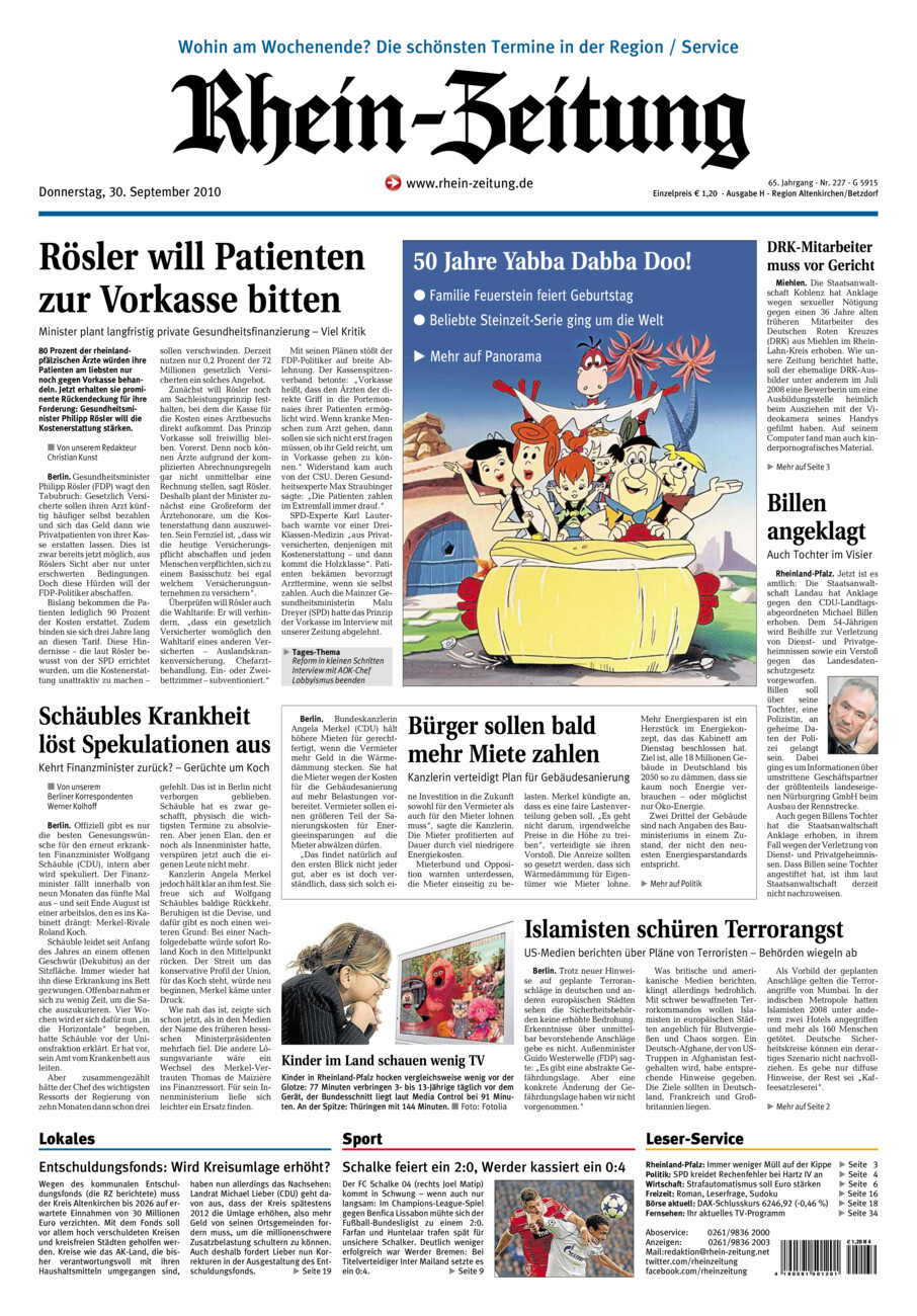 Rhein-Zeitung Kreis Altenkirchen vom Donnerstag, 30.09.2010