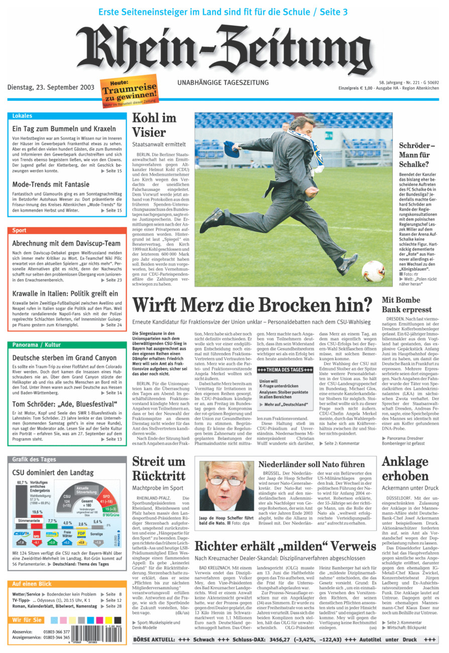 Rhein-Zeitung Kreis Altenkirchen vom Dienstag, 23.09.2003