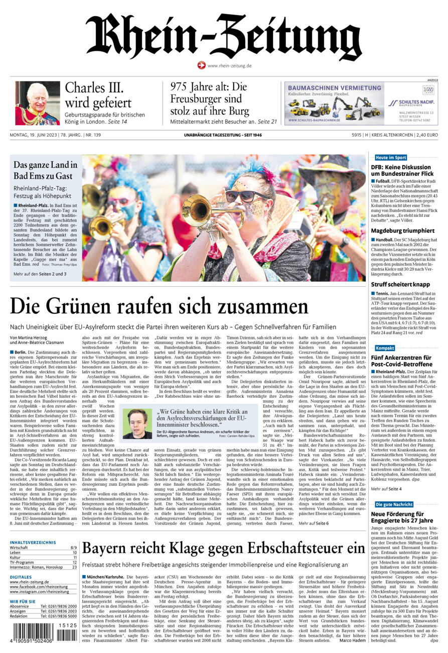 Rhein-Zeitung Kreis Altenkirchen vom Montag, 19.06.2023