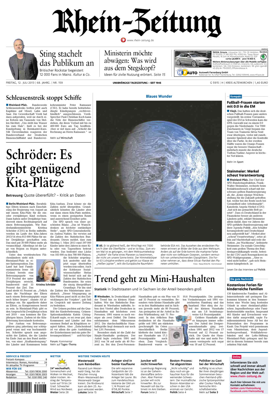 Rhein-Zeitung Kreis Altenkirchen vom Freitag, 12.07.2013