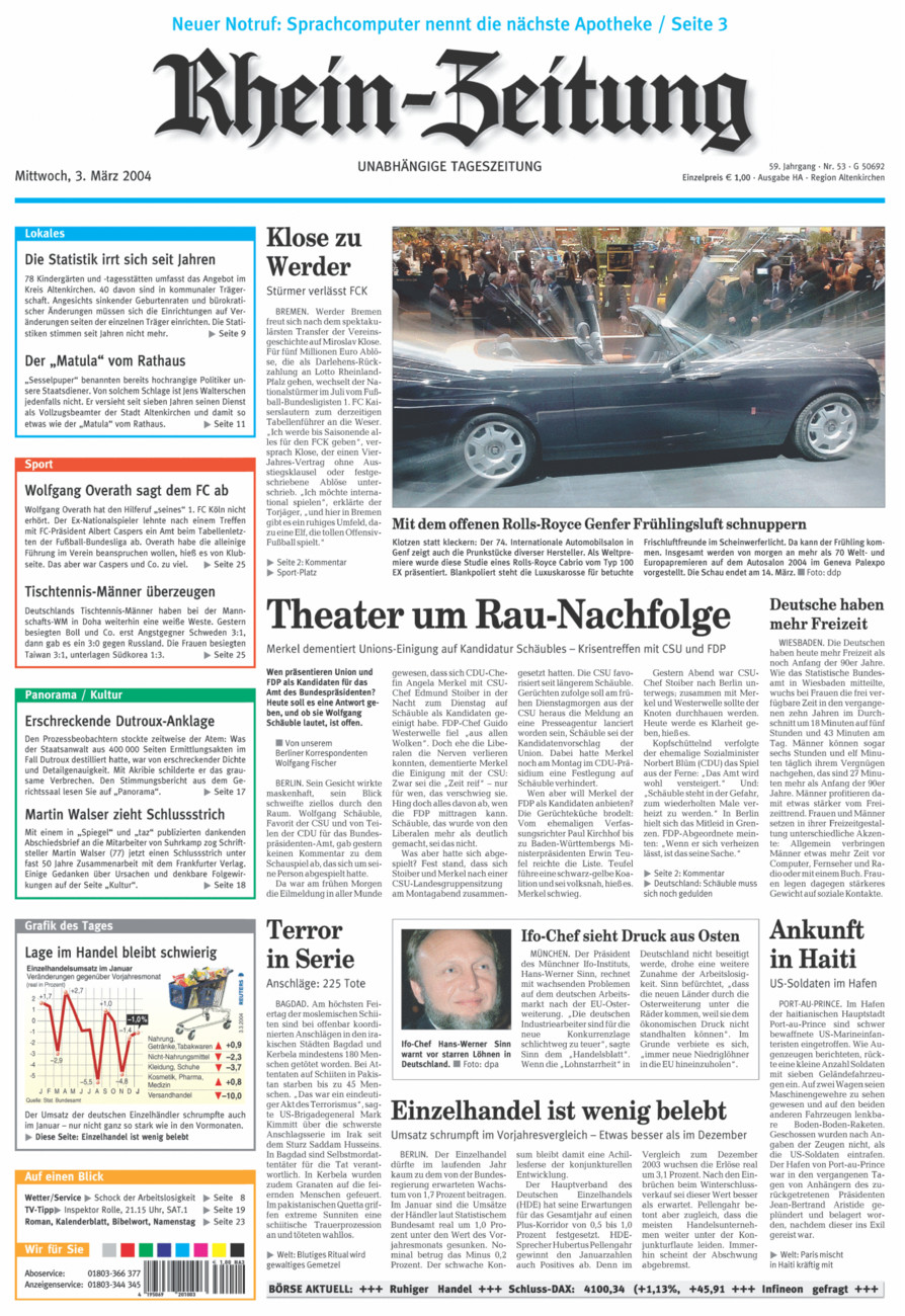 Rhein-Zeitung Kreis Altenkirchen vom Mittwoch, 03.03.2004