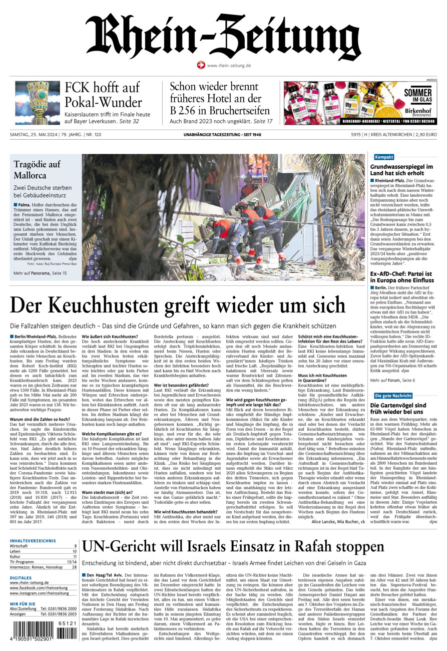 Rhein-Zeitung Kreis Altenkirchen vom Samstag, 25.05.2024