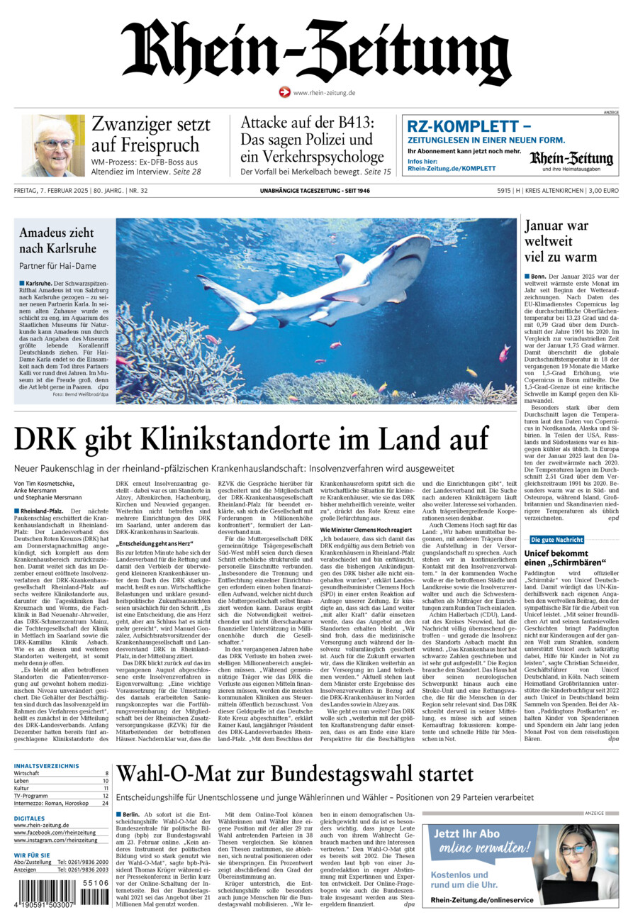 Rhein-Zeitung Kreis Altenkirchen vom Freitag, 07.02.2025