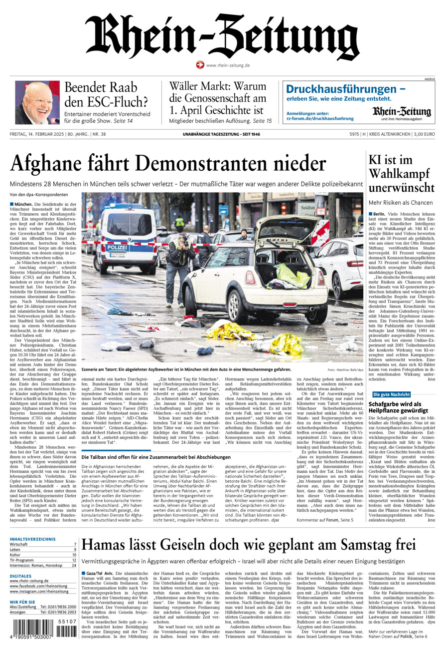 Rhein-Zeitung Kreis Altenkirchen vom Freitag, 14.02.2025